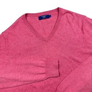 J.Crew Mens Red Cotton Cashmere V-Neck Sweater Size LT Large Tall Preppy